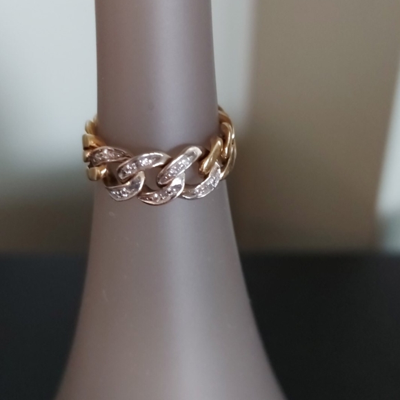 Italian 18 KT gold Diamond Ring Band - Picture 2 of 5